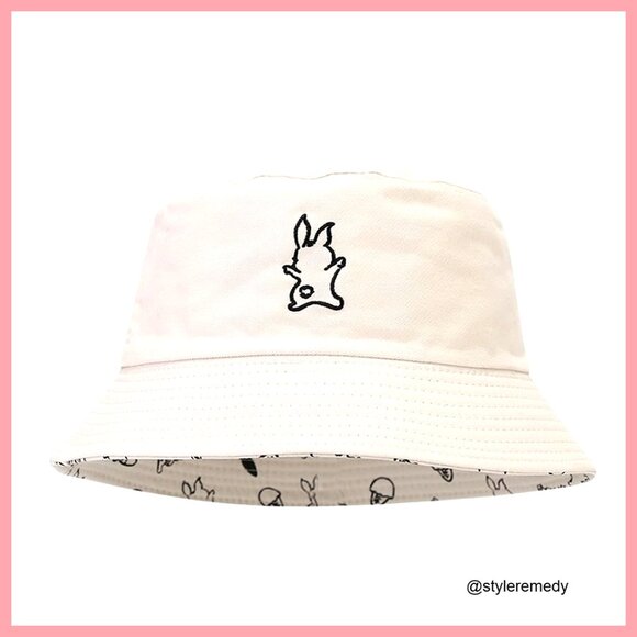 Accessories - Cotton Bucket Hat with Cute Cats Animal Embroidered Pattern